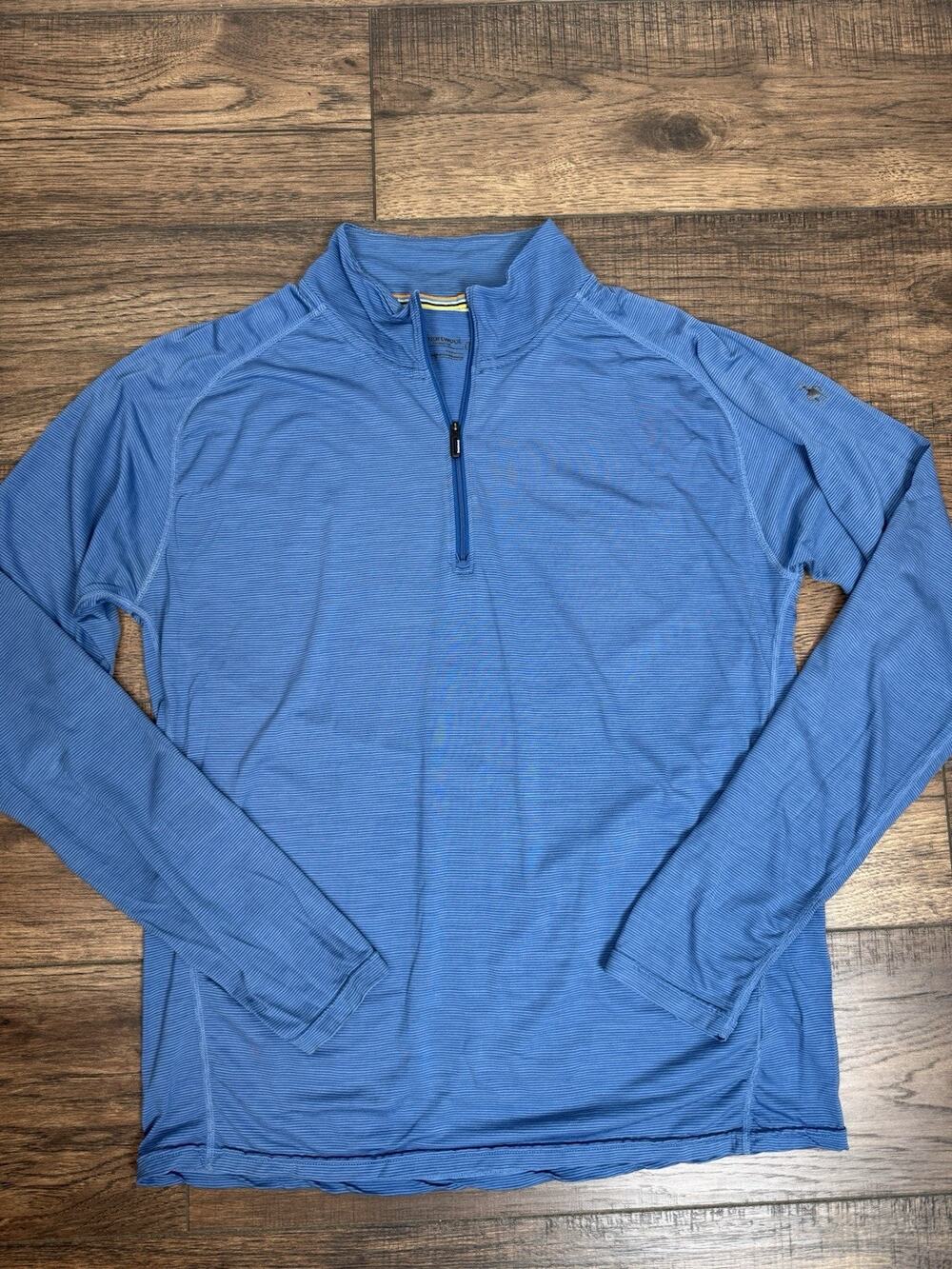 Smartwool Mens Merino Sport 150 Quarter Zip Pullover Blue Large Base Layer Top